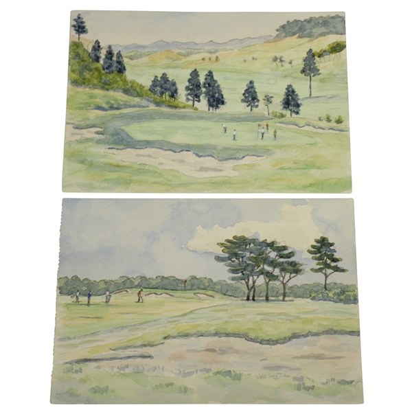 Two Tasuke Maebara Hand Painted Japanese Postcards - Sagami CC 
