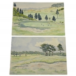 Two Tasuke Maebara Hand Painted Japanese Postcards - Sagami CC 