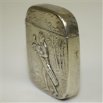 Vintage Sterling Silver Golfer with Golf Bag Themed Match Safe with Initials