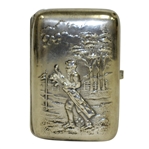 Vintage Sterling Silver Golfer with Golf Bag Themed Cigarette Case with Initials