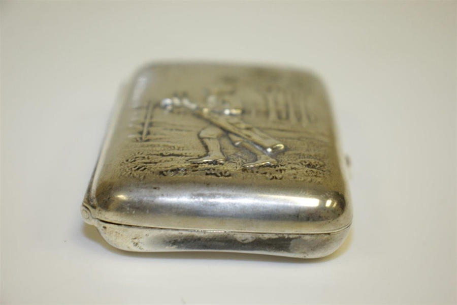 Vintage Sterling Silver Golfer with Golf Bag Themed Cigarette Case with Initials
