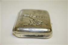 Vintage Sterling Silver Golfer with Golf Bag Themed Cigarette Case with Initials