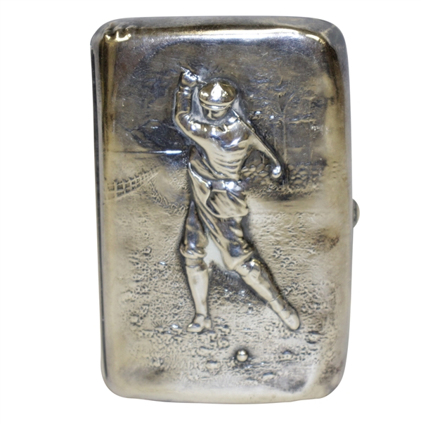 Vintage Sterling Silver Pre-Swing Golfer Themed Cigarette Case