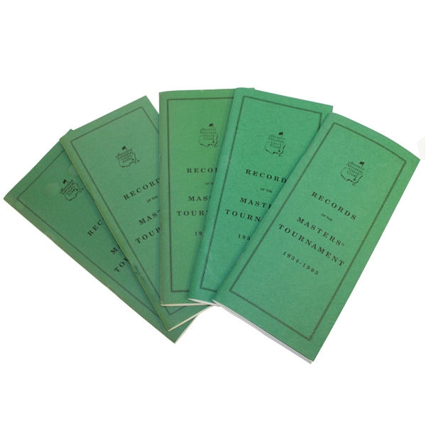 Records of the Masters Tournament Booklets - 1988, 1990, 1991, 1992, & 1993