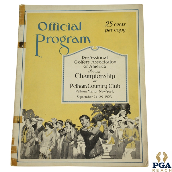 1923 PGA Championship at Pelham CC Program - Gene Sarazen Winner - Rare