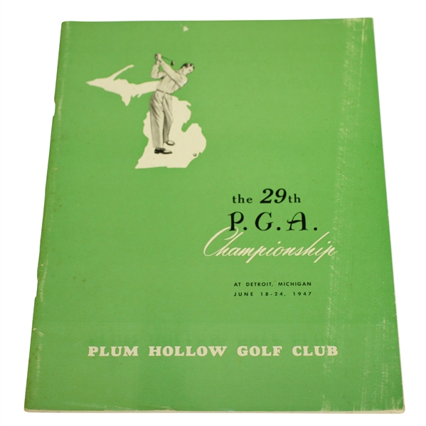 1947 PGA Championship at Plum Hollow GC Program - Jim Ferrier Winner