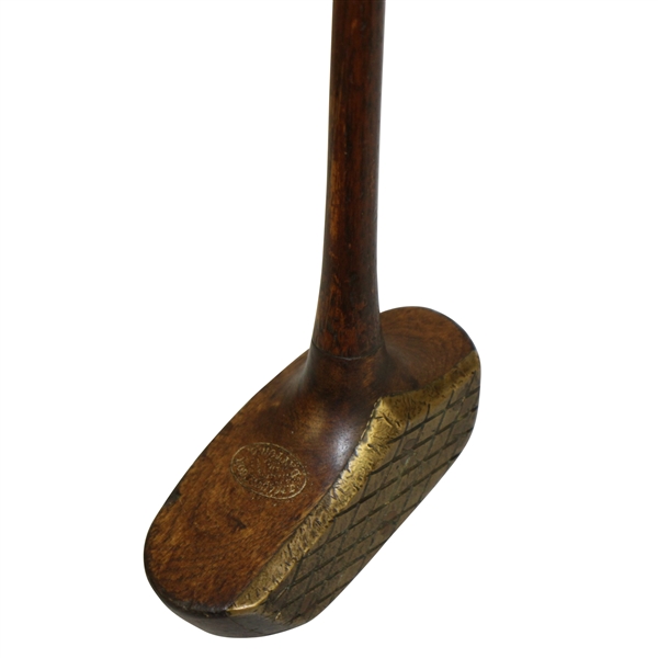 Circa 1920 G. MacGregor Dayton Ohio Wooden-Head Mallet Putter with Brass Face & Hatched Scoring
