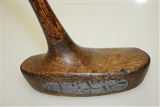 Circa 1920 G. MacGregor Dayton Ohio Wooden-Head Mallet Putter with Brass Face & Hatched Scoring
