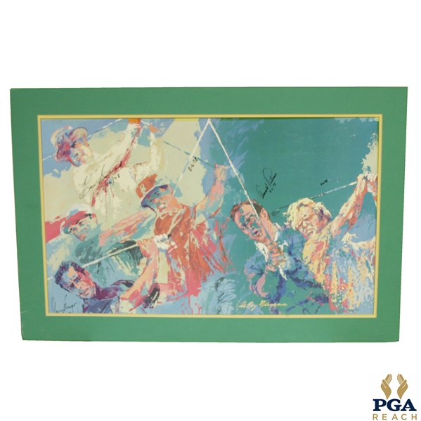 Neiman "Golf Champions" Signed by Palmer, Hogan, Nicklaus, Snead, Trevino & Player JSA ALOA