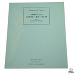1933 Ryder Cup Testimonial Dinner Menu to American Team - Hotel Roosevelt