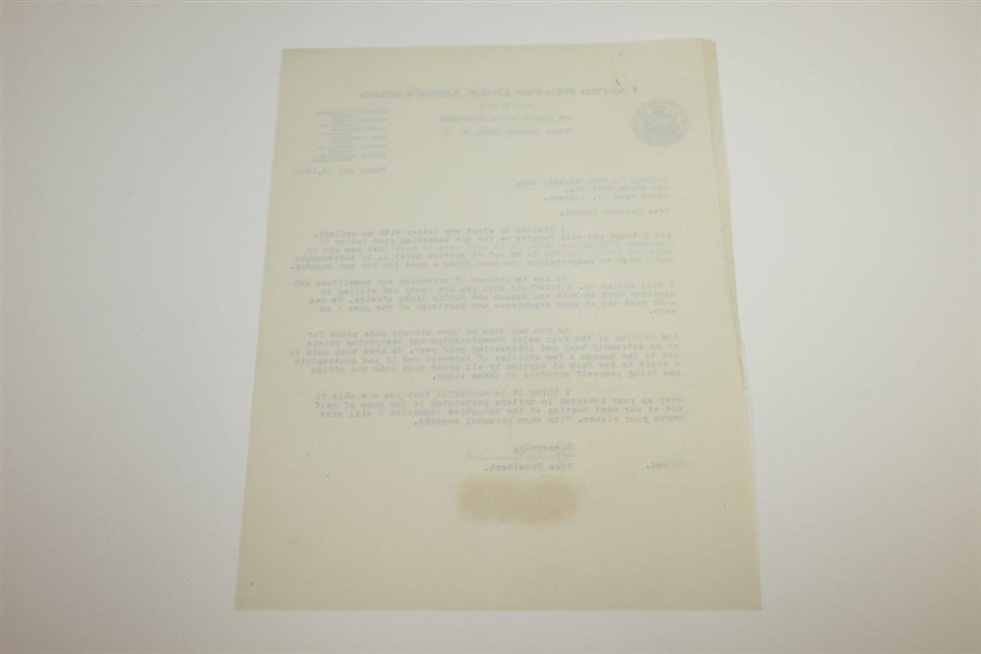 Francis Ouimet Signed Typed 1946 Letter to Colonel Probst with the USGA JSA ALOA