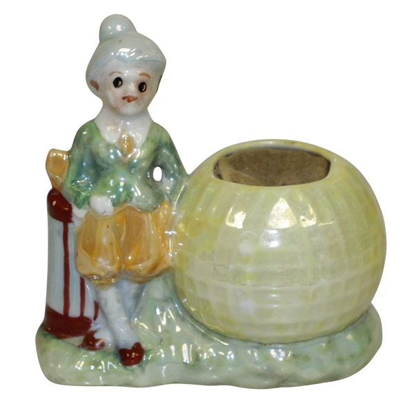 Porcelain Lady Golfer with Mesh Golf Ball Pin Cushion