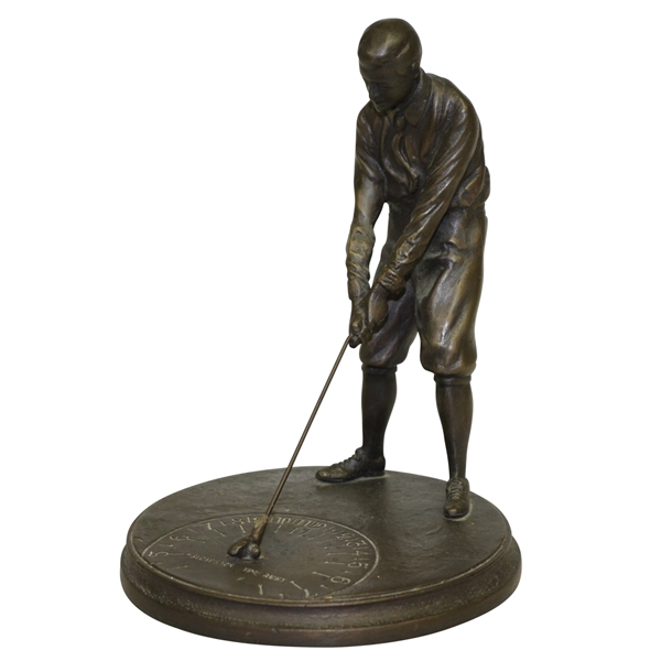 Bronze Bobby Jones Sundial Based on "Slow Back Time Right" E.E. Codman Statue Outside ANGC