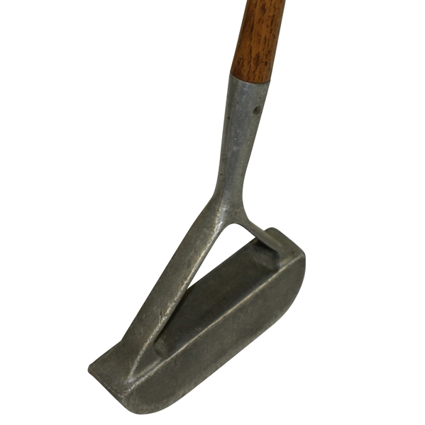 Otto Hackbarth 1915 Forked Hosel Hickory Putter PAT. 687589 with Brass Sole Insert