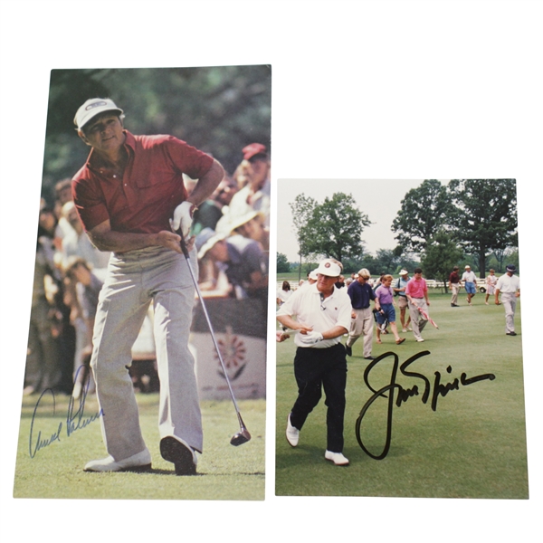 Arnold Palmer & Jack Nicklaus Signed Small Color Photos JSA ALOA