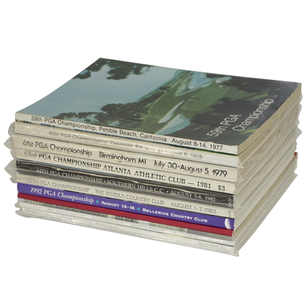 Twelve PGA Championship Programs - 1977-1983, 1992-1994, 1996, 2001 & 2002