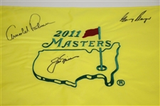 Arnold Palmer, Jack Nicklaus, & Gary Player 'Big Three' Signed 2011 Masters Flag JSA ALOA