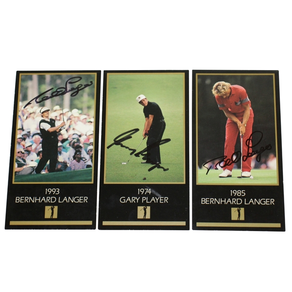 Gary Player & Bernhard Langer(x2) Signed Champions of Golf Cards JSA ALOA
