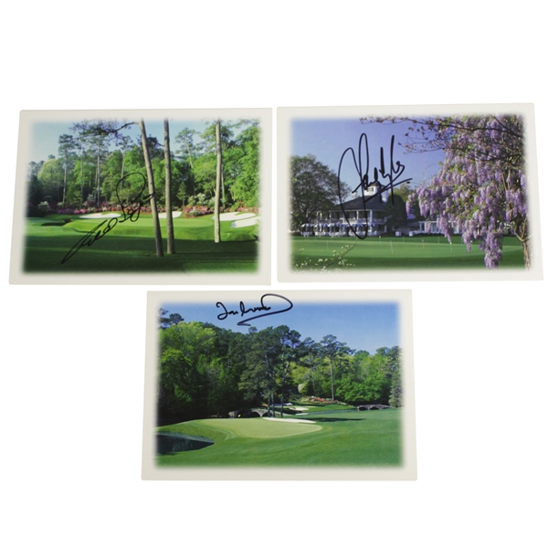 Bernhard Langer, Ian Woosnam, & Sandy Lyle Signed Augusta National Greeting Cards JSA ALOA