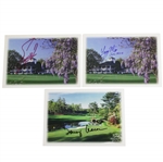 Fuzzy Zoeller, Larry Mize, & Tommy Aaron Signed Augusta National Greeting Cards JSA ALAO