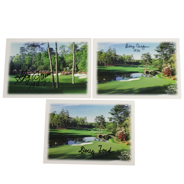 Doug Ford, Billy Casper, & Gay Brewer Signed Augusta National Greeting Cards JSA ALOA