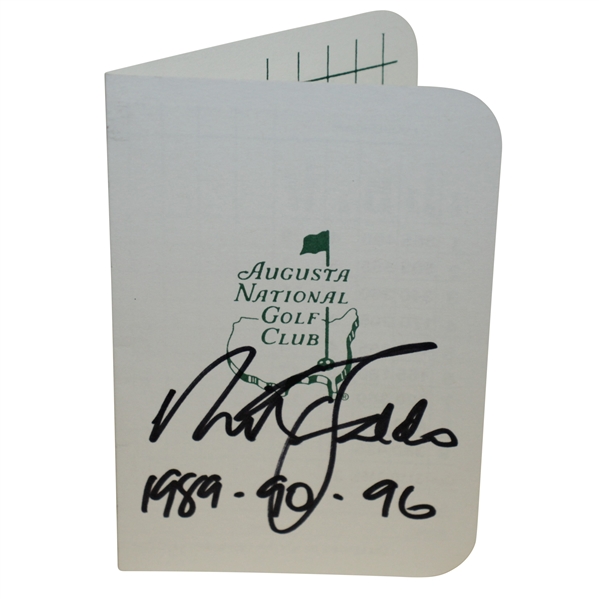 Nick Faldo Signed Augusta National Golf Club Scorecard with Years Won Notation JSA ALOA