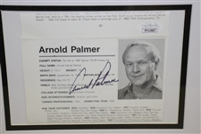 Arnold Palmer Signed Accolades Page with Framed Classic Pose Photo JSA #FF1607