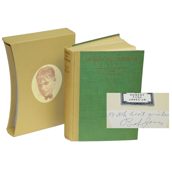 Bobby Jones Signed Cut 1927 1st Edition Down the Fairway with Book Mark & Stamps JSA ALOA