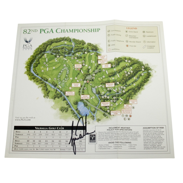 Tiger Woods Signed 2000 PGA Championship at Valhalla Corse Map JSA ALOA