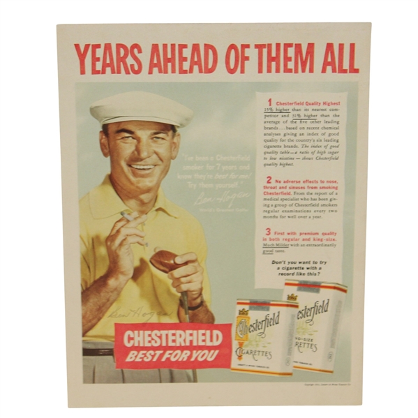 Ben Hogan Signed Chesterfield 1953 Ad JSA ALOA
