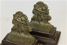 Bobby Jones Likeness Set of Bookends with Seldom Seen Mounted Base