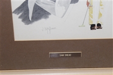 Sam Snead Head Sketch & Putting Golf Stance Signed by Artist J. McQueen - Framed