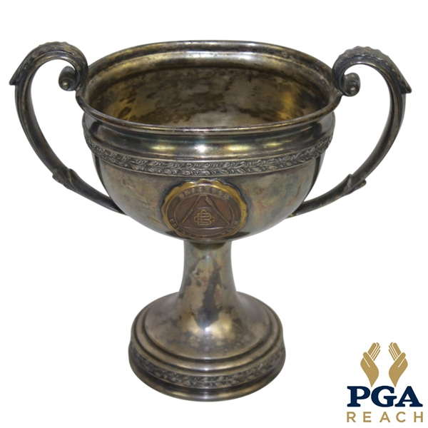 1914 Silver Plate Loving Cup Brockton (MA) CC Crest Medal Event - Best Gross Score By Arthur J. Chase