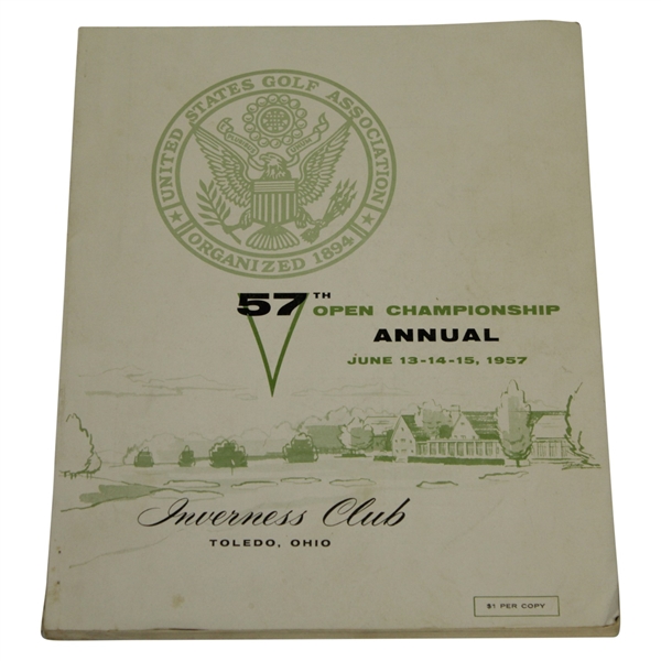 1957 US Open at Inverness Club Program - Dick Mayer Winner