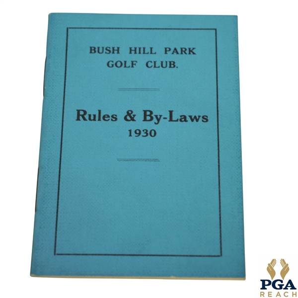 1930 Bush Hill Park Golf Club Rules & Bye-Laws Booklet