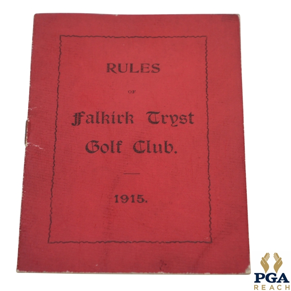 1915 Falkirk Tryst Golf Club Rules Booklet