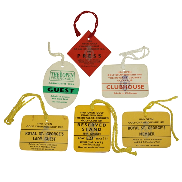 1981, 85 & 99 Open Championship Credentials Badges - Rogers, Lyle & Lawrie Wins