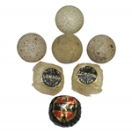 Seven Classic Mesh Golf Balls - Three Original Wrappers - Dunlop 65 & London (x2)