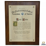 Paul Hahns 1965 Lifetime Achievement Plaque Award Presented by the PGA Golf Writers