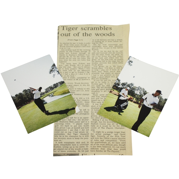 Tiger Woods Amateur Photos Feat. Fluff & Frank w/ 1994 US Amateur Newspaper Clipping
