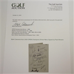 Mark Calcavecchia's 2005 OPEN Champions Dinner Menu Signed by Past Winners JSA ALOA