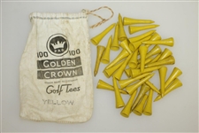 Vintage Pro Golden Crown Yellow Golf Tees Canvas Tee Bag with Tees - Crist Collection