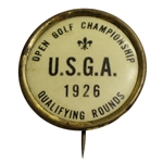 1926 US Open Qualifying Rounds Contestant Badge - Bobby Jones Victory!