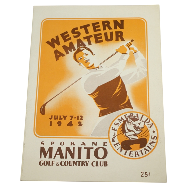 1942 Womens Western Amateur at Spokane Manito G & CC Program - Betty Jameson Win