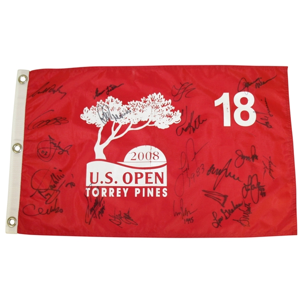 21 U.S. Open Champs Signed 2008 US Open at Torrey Pines Flag JSA ALOA