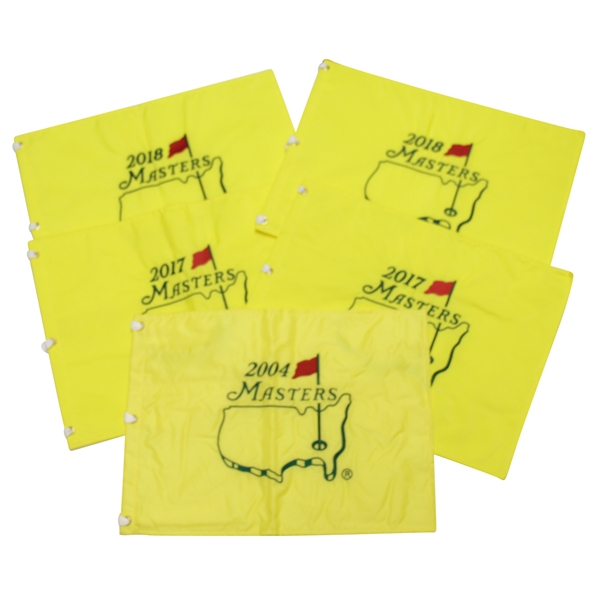 Five Masters Embroidered Flags - 2004, 2018(x2) & 2017(x2)
