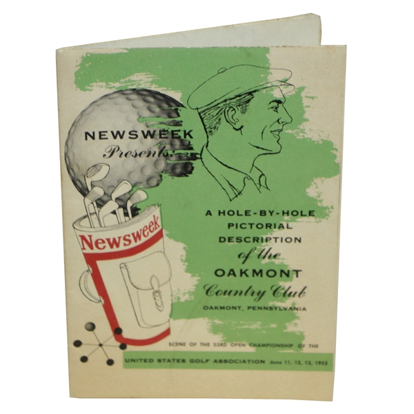 1953 Newsweek Presents Hole-by-Hole Pictorial Description of Oakmont CC Fold Out Booklet
