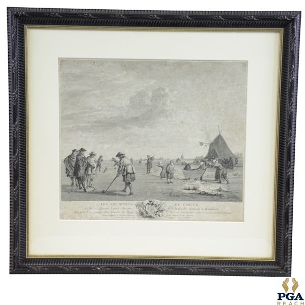Les Amusements De LHiver Dutch Black And White Print - Framed