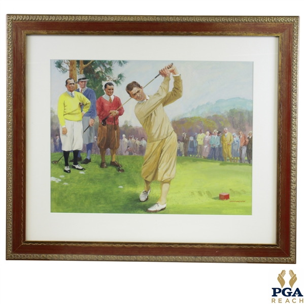 Original Robert Tyre Jones Jr. 1930 Lealand Gustavson Painting - With Hagen, Sarazen & Armour Circa 1967