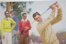Original 'Robert Tyre Jones Jr. 1930' Lealand Gustavson Painting - With Hagen, Sarazen & Armour Circa 1967